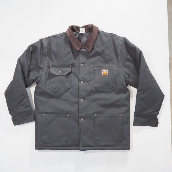 Steiner Industries Jacket Coat Men Large Black Corduroy Trim Work Union Made USA